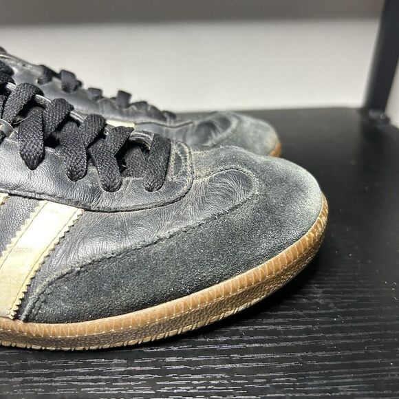 Adidas Samba Men’s Size 7.5 Classic Black White Leather Casual Shoes Sneakers - Picture 4 of 16